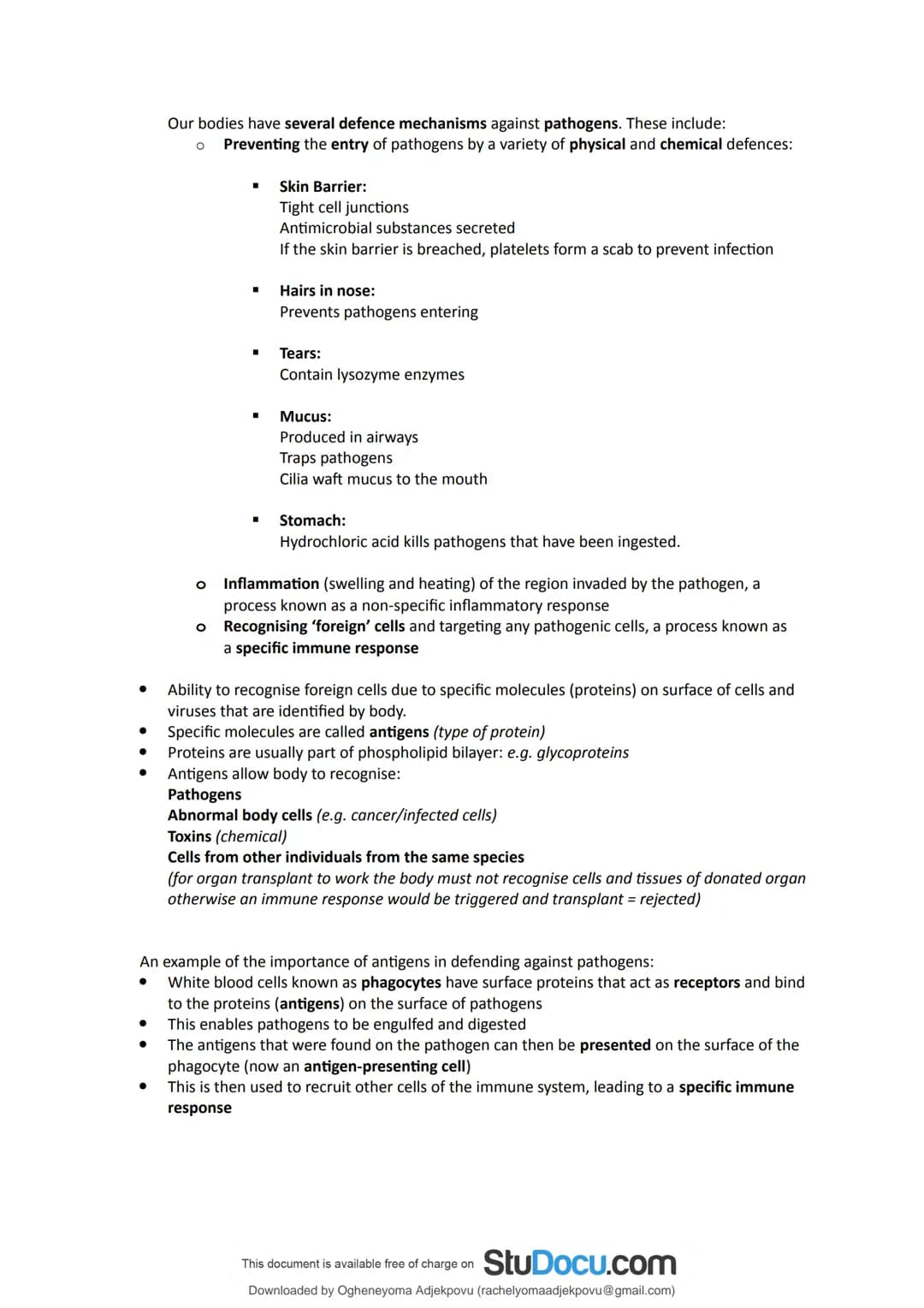 # StuDocu.com

Immunity Section 2.5 notes AS Biology

Biology A1 (Sixth Form (UK))

StuDocu is not sponsored or endorsed by any college or u