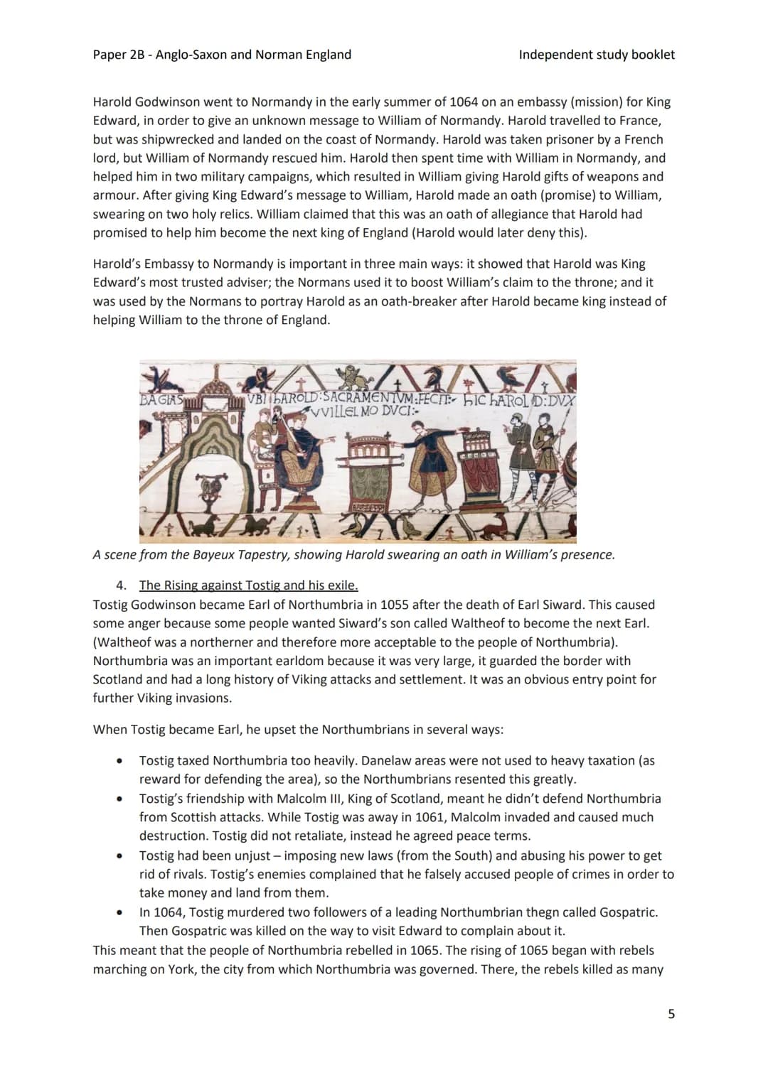 Paper 2B - Anglo-Saxon and Norman England

Independent study booklet

I-IS TEIVISSIT: VTIO DE RETUR CASTELLVM: AI HESLENGCEASTRA



Year 11 