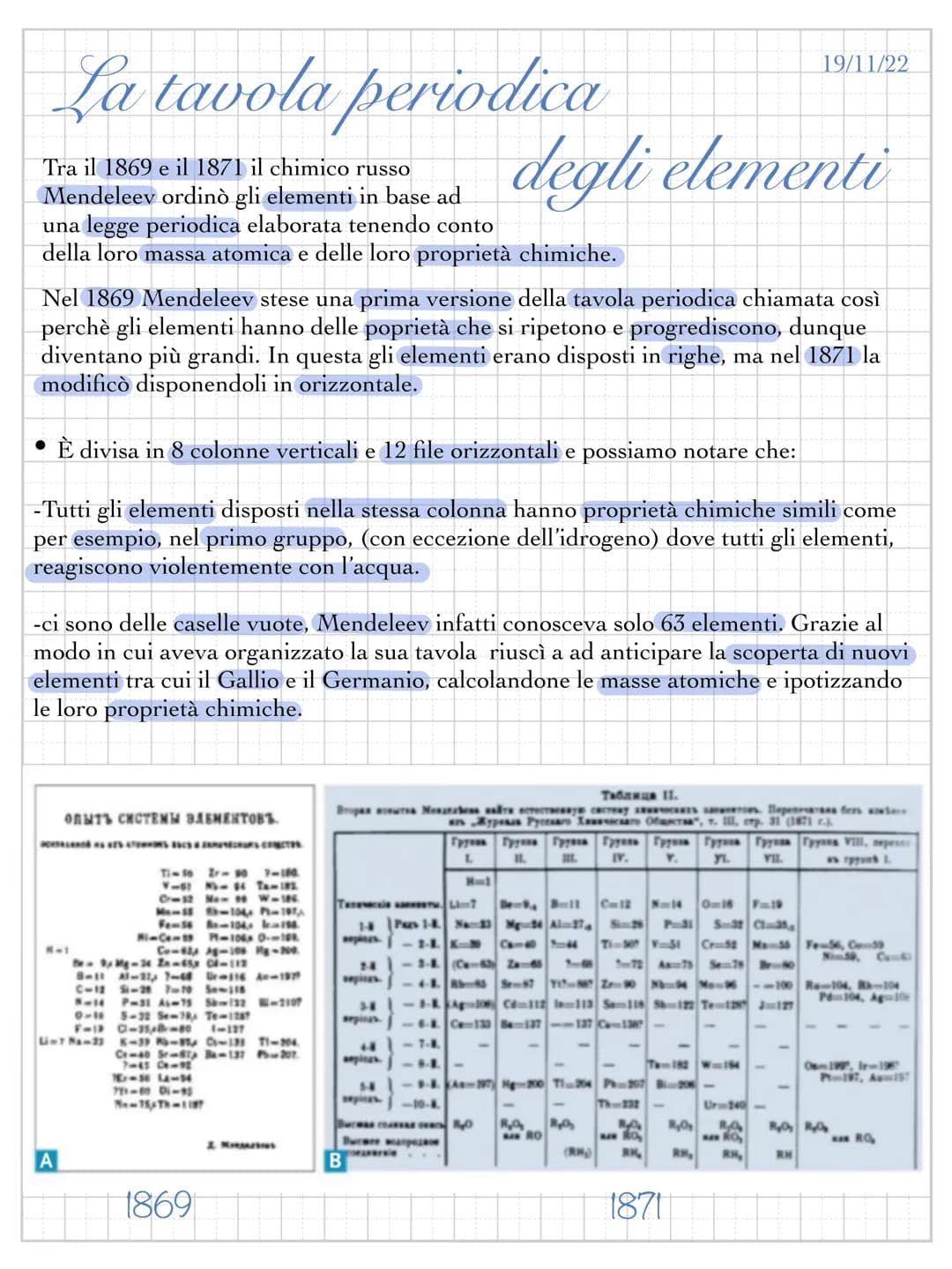 # La tavola periodica

Tra il 1869 e il 1871 il chimico russo
Mendeleev ordinò gli elementi in base ad
una legge periodica elaborata tenendo