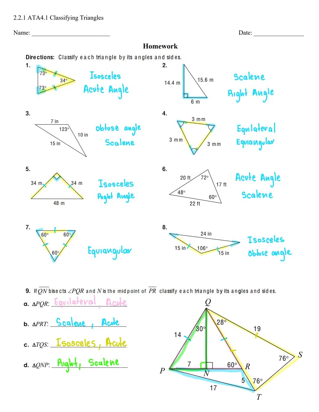 <p><strong>Classifying Triangles by Angles</strong></p>
<p>When classifying triangles by their angles, there are three main types: acute, ri