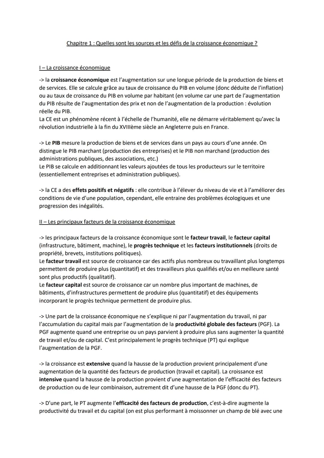 # Chapitre 1: Quelles sont les sources et les défis de la croissance économique ?

1- La croissance économique

-> la croissance économique 