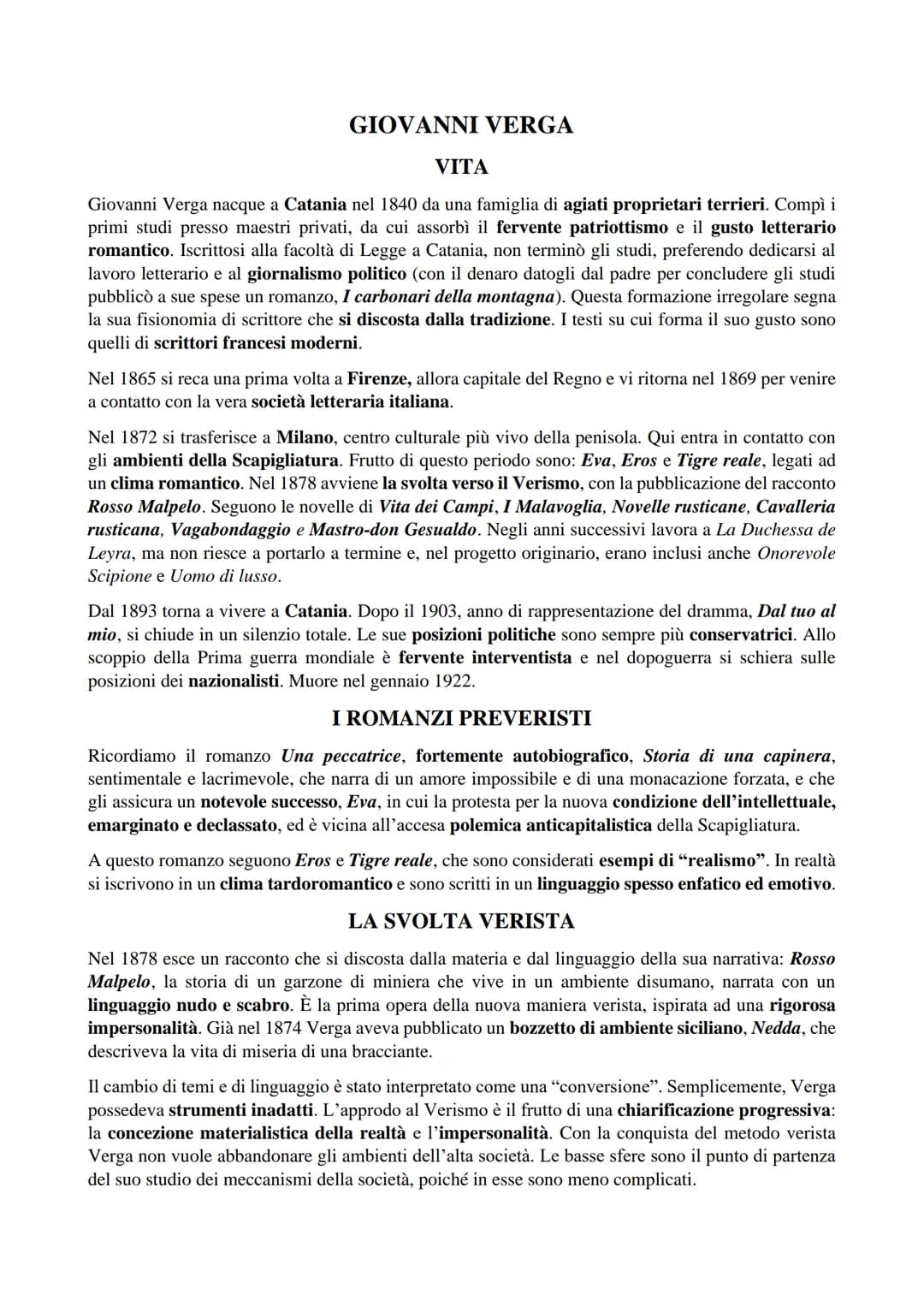 GIOVANNI VERGA

INDICE:

• VITA

ROMANZI PREVERISTI

• LA SVOLTA VERISTA

• POETICA E TECNICA NARRATIVA DEL VERGA VERISTA

• L'IDEOLOGIA VER