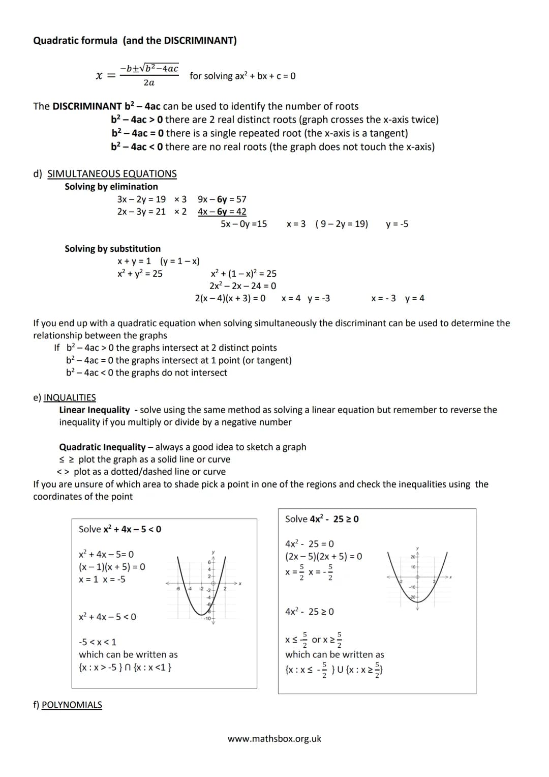 # A LEVEL PURE MATHS REVISON NOTES

1 ALGEBRA AND FUNCTIONS
a) INDICES
Rules to learn:
$x^a$ x $x^b$ = $x^{a+b}$
$x^a \div x^b = x^{a-b}$
$(