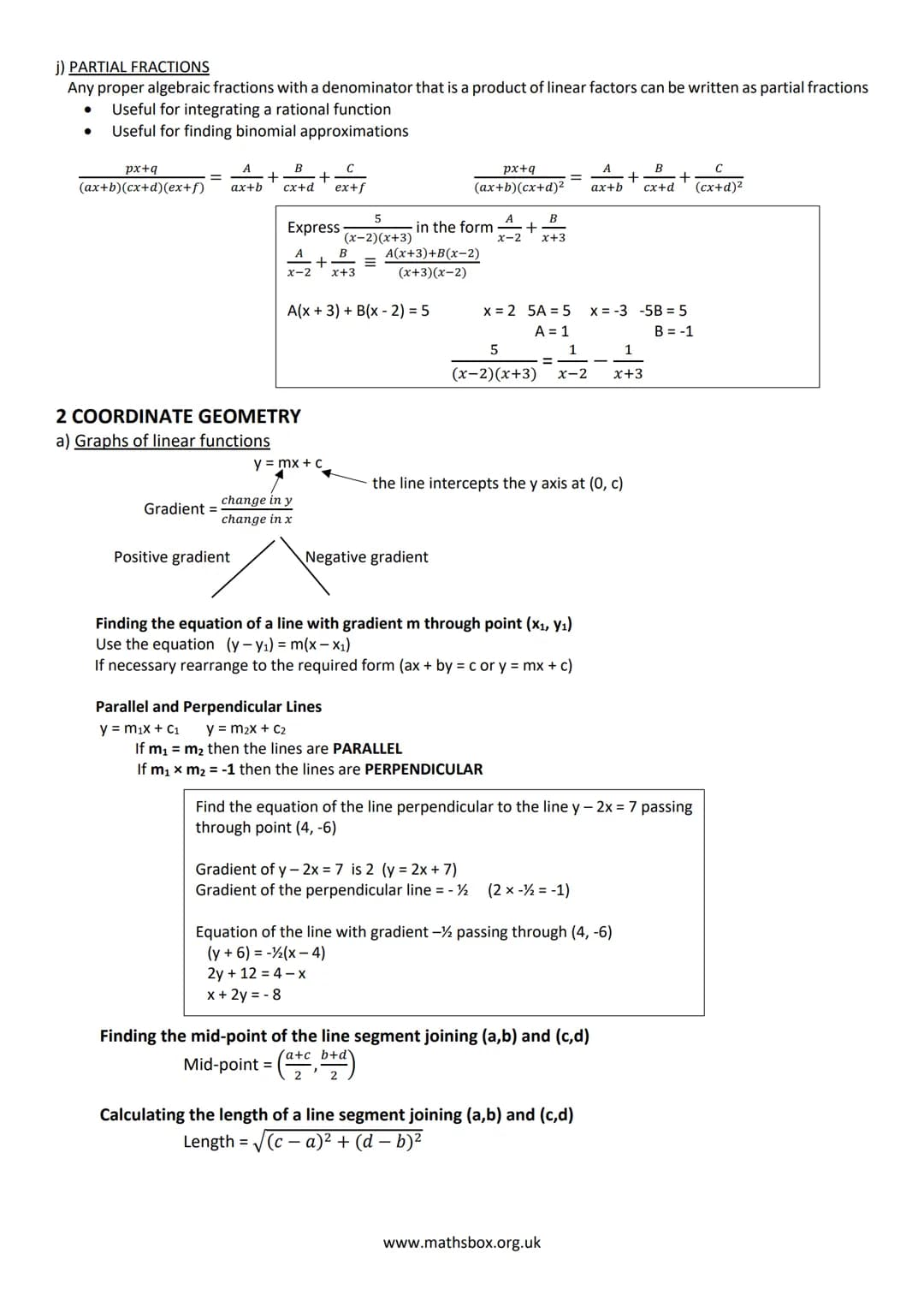 # A LEVEL PURE MATHS REVISON NOTES

1 ALGEBRA AND FUNCTIONS
a) INDICES
Rules to learn:
$x^a$ x $x^b$ = $x^{a+b}$
$x^a \div x^b = x^{a-b}$
$(