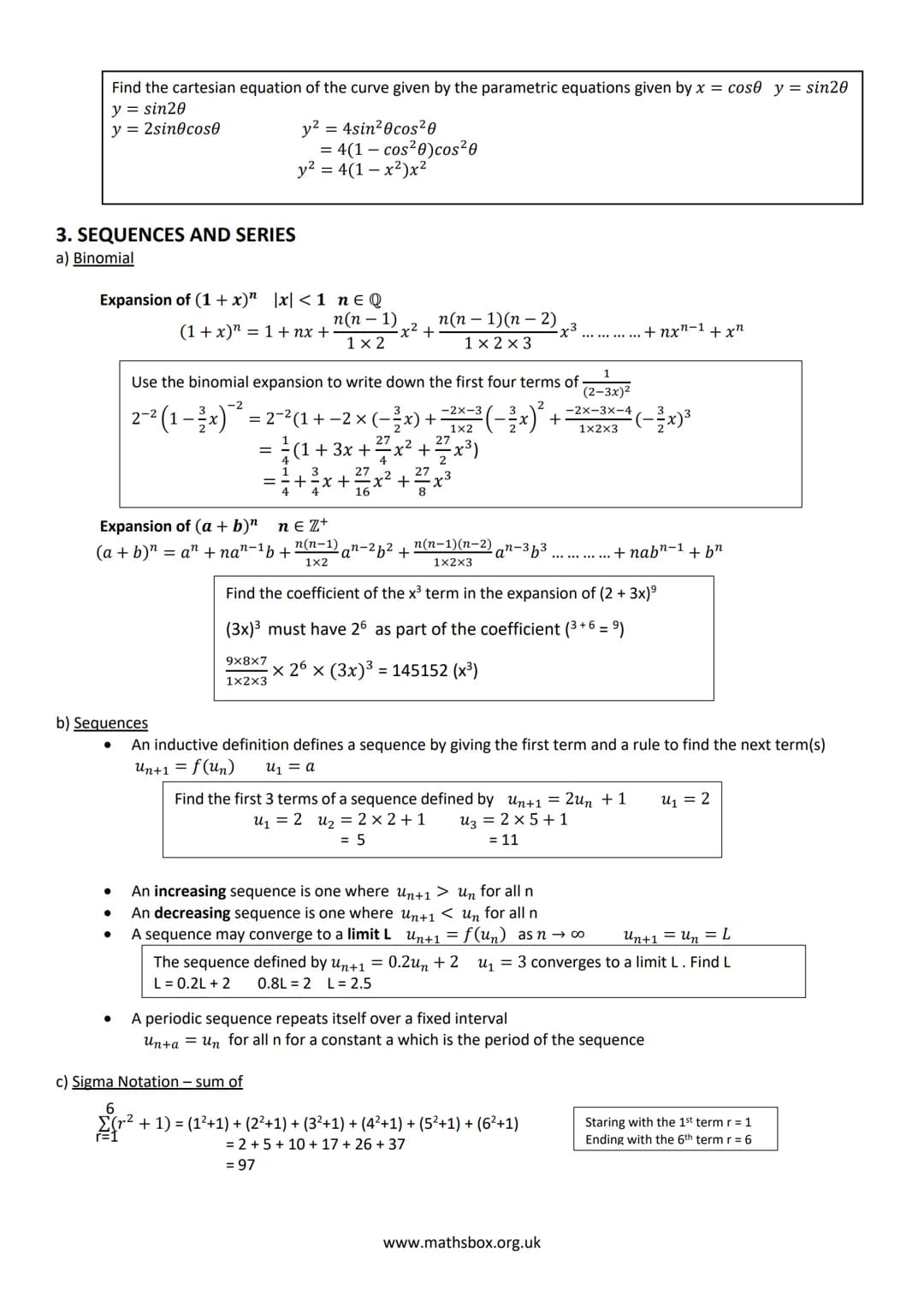 # A LEVEL PURE MATHS REVISON NOTES

1 ALGEBRA AND FUNCTIONS
a) INDICES
Rules to learn:
$x^a$ x $x^b$ = $x^{a+b}$
$x^a \div x^b = x^{a-b}$
$(