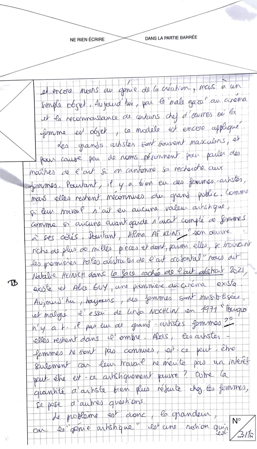 # NE RIEN ÉCRIRE

# DANS CE CADRE

Académie: Paiens

Examen ou Concours: Bac Blanc

Session:

Spécialité/option: Histoire des arts.

Epreuve