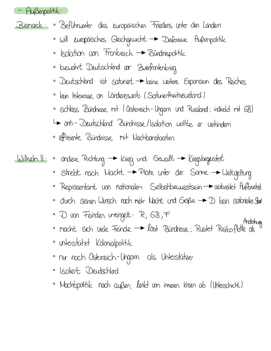 # Geschichte-Lernzettel

- Außenpolitik des deutschen Kaiserreichs
  - S. 312 M4

- Weltpolitik
  - S. 307-310

- Unterschied Politis Bismar