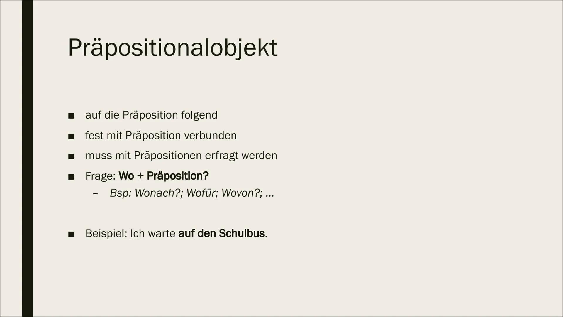 SATZGLIEDER # Inhalt

- Subjekt
- Prädikat
- Objekt
- Adverbiale Bestimmung
- Attribut # Subjekt

- Sagt aus wer oder was etwas tut

- Ist e
