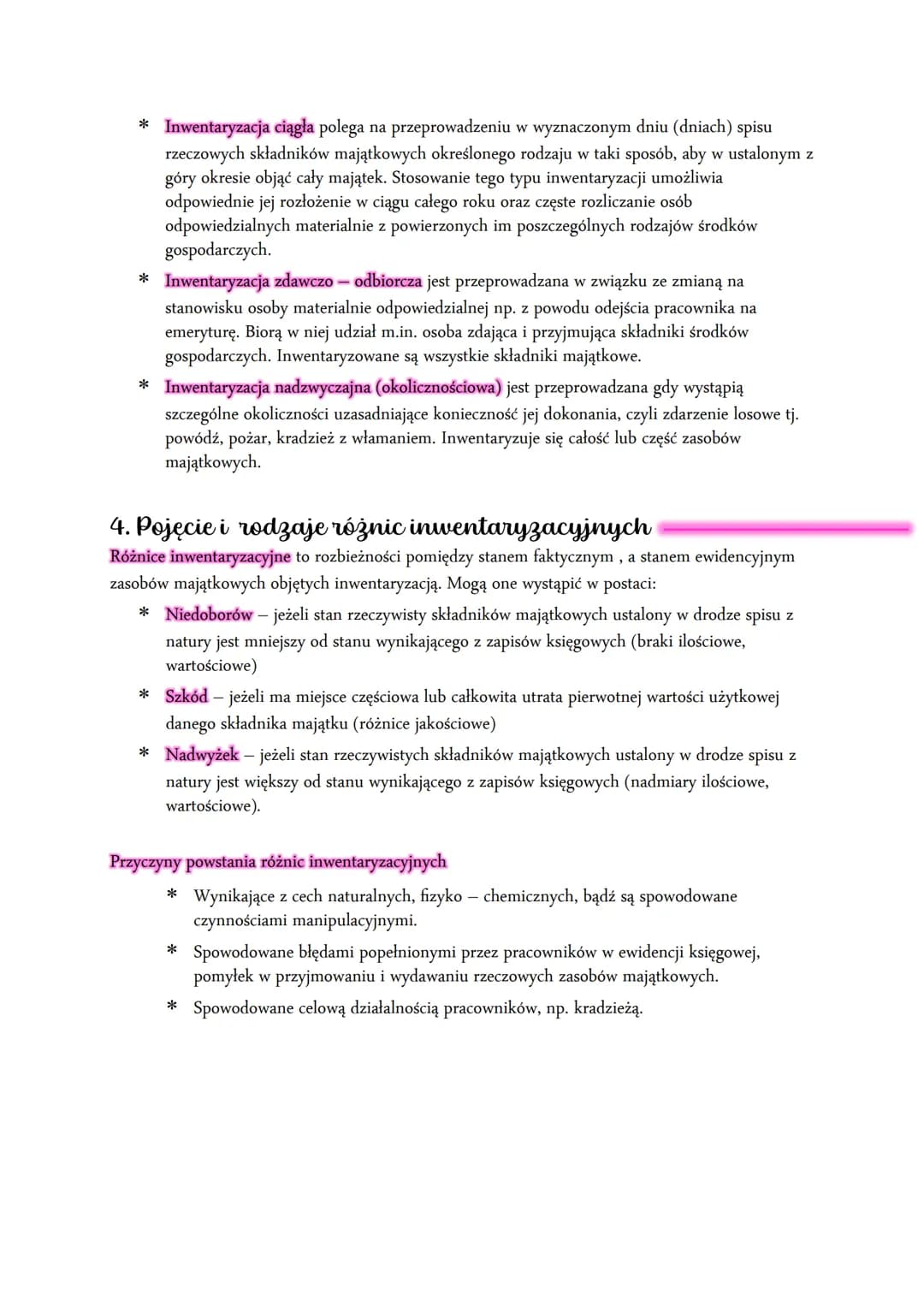 # Inwentaryzacja

1. Pojęcie i cel

Inwentaryzacja polega na ustaleniu za pomocą spisu faktycznego stanu wszystkich rzeczowych i
pieniężnych