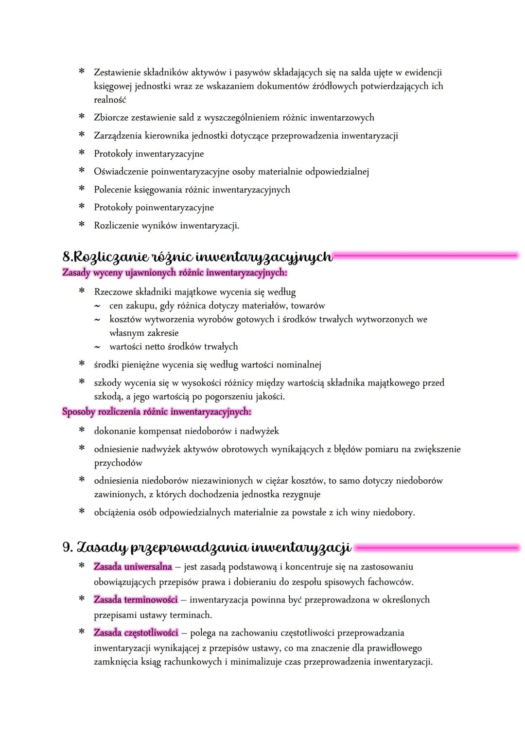 # Inwentaryzacja

1. Pojęcie i cel

Inwentaryzacja polega na ustaleniu za pomocą spisu faktycznego stanu wszystkich rzeczowych i
pieniężnych