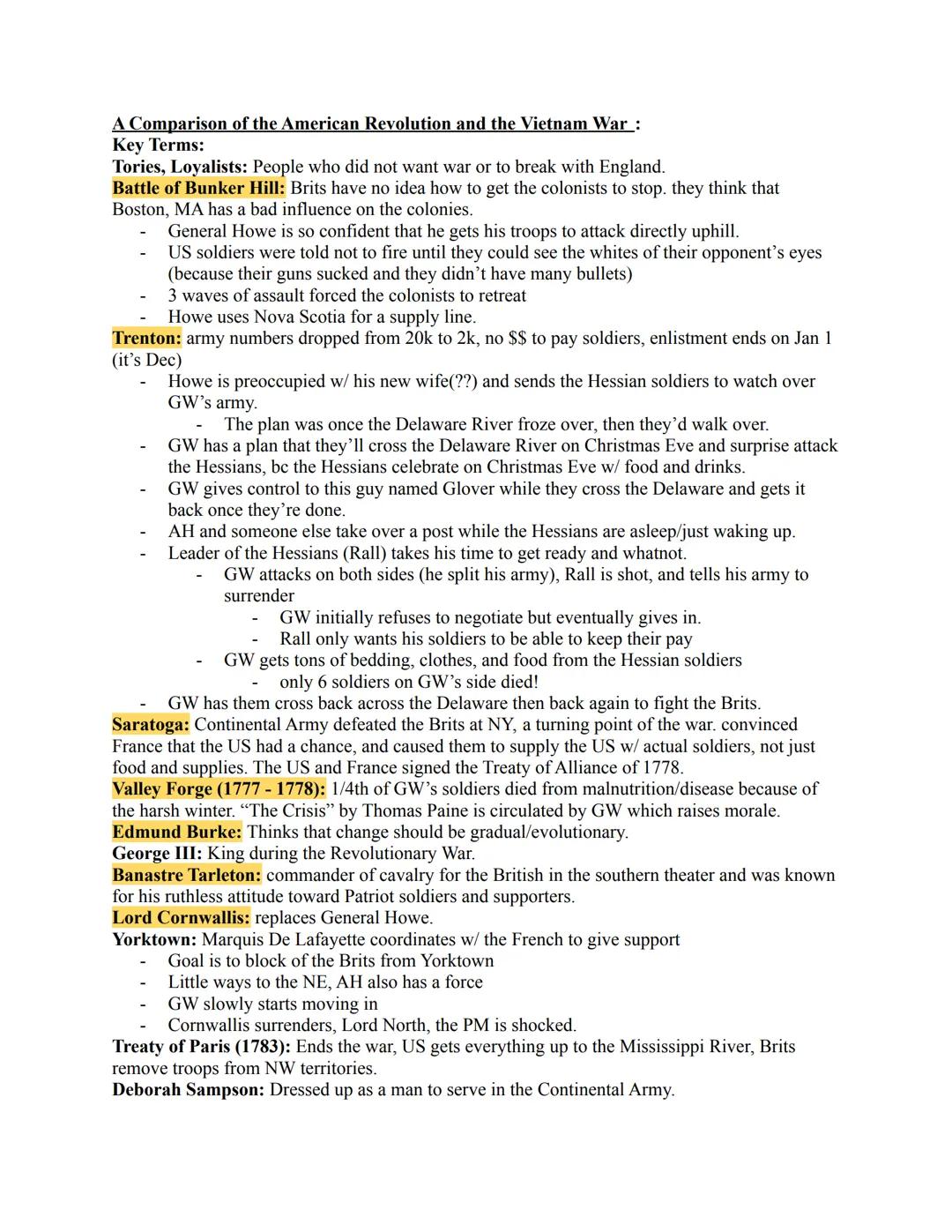 A Comparison of the American Revolution and the Vietnam War :
Key Terms:
Tories, Loyalists: People who did not want war or to break with Eng