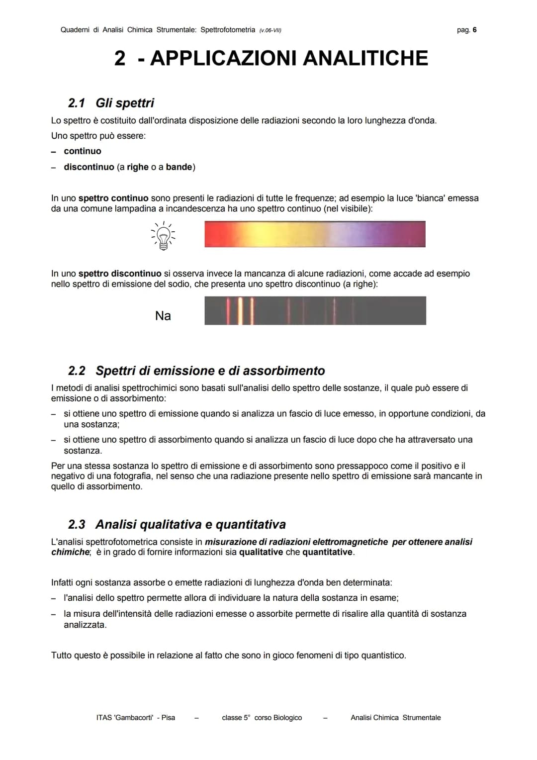 Quaderni di Analisi Chimica Strumentale: Spettrofotometria (v.06-VII)
pag. 3

La frequenza è una grandezza costante per ogni radiazione e ne