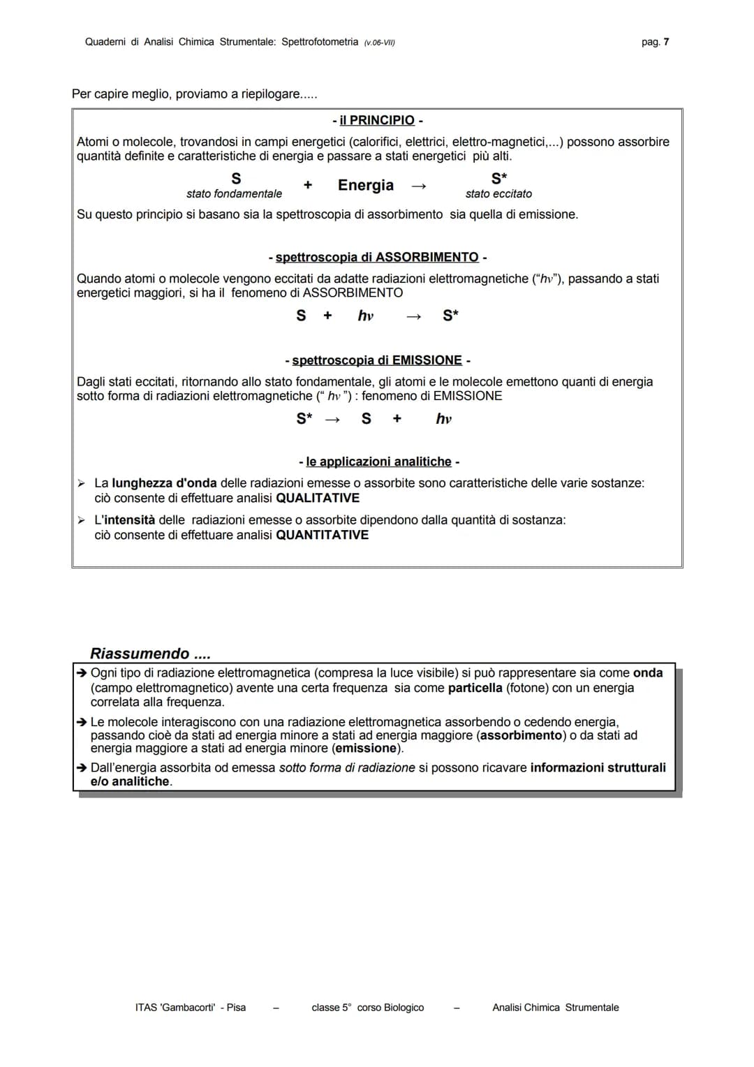 Quaderni di Analisi Chimica Strumentale: Spettrofotometria (v.06-VII)
pag. 3

La frequenza è una grandezza costante per ogni radiazione e ne