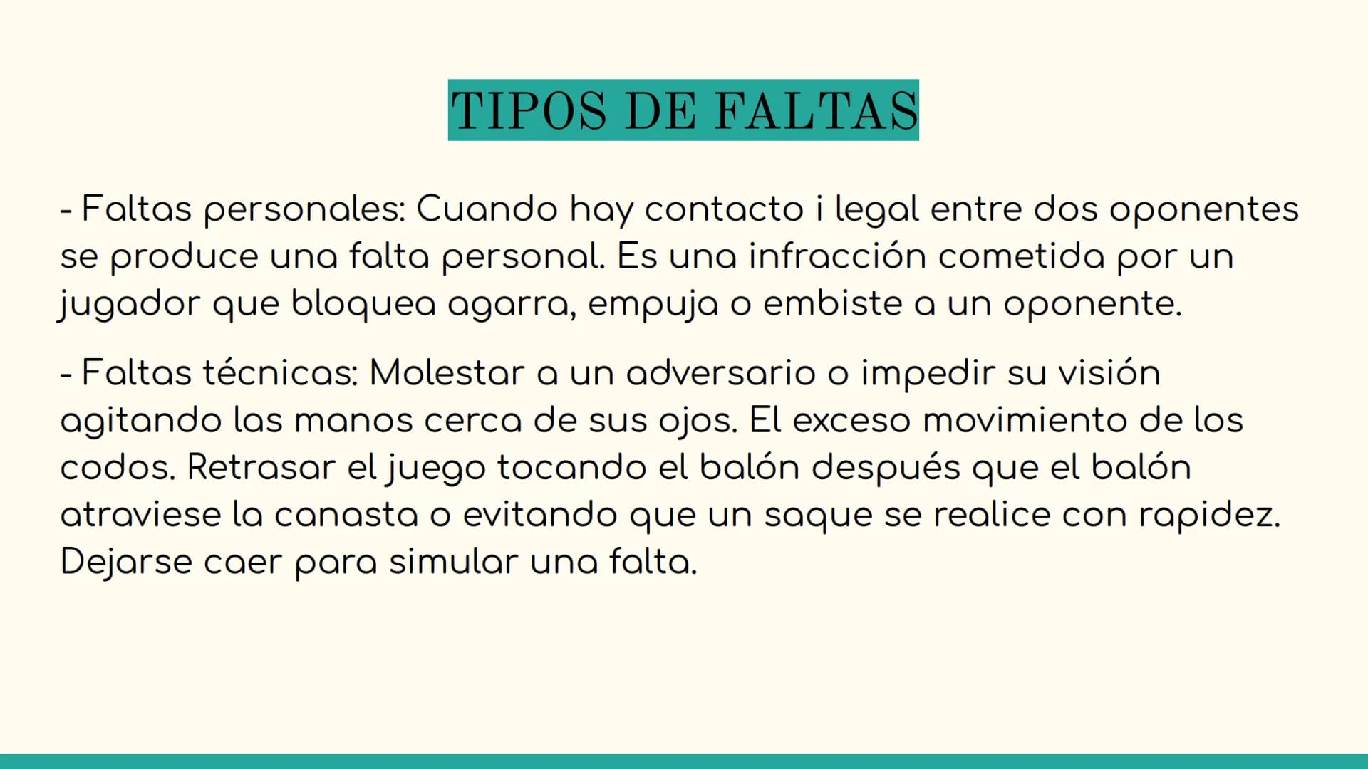 # TIPOS DE FALTAS EN EL BALONCESTO

–

EDUCACIÓN FÍSICA # TIPOS DE FALTAS

- Faltas personales: Cuando hay contacto i legal entre dos oponen