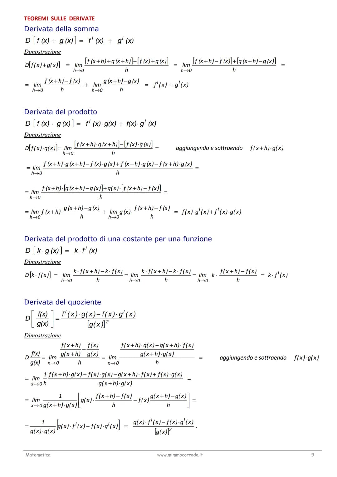 # LA DERIVATA DI UNA FUNZIONE
Teoria

Il problema della tangente
Uno dei problemi classici che portano al concetto di derivata è quello dell