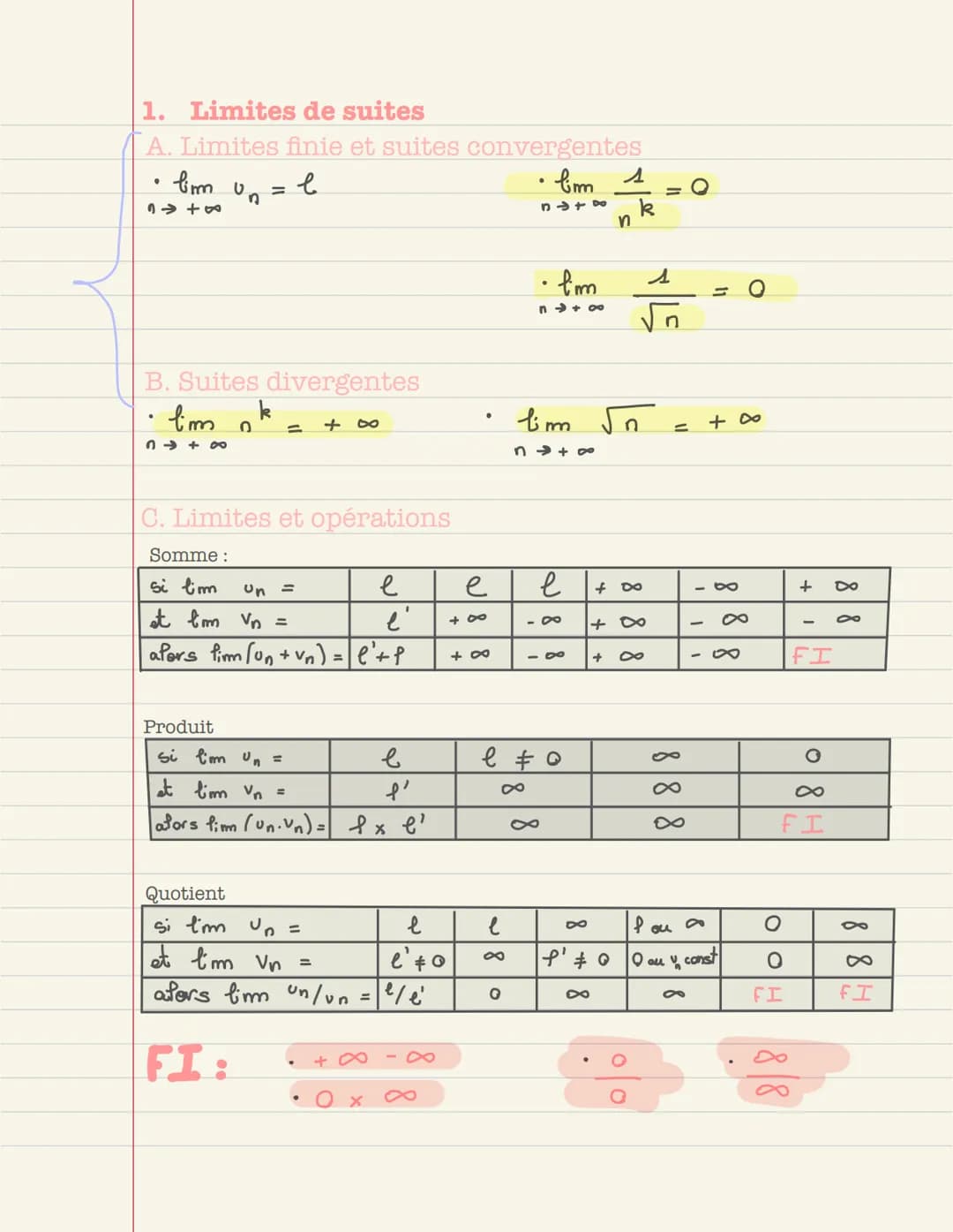 MATHEMATIQUES Révision cours terminale
Mathématiques

SOMMAIRE :

- Limites de suites
- Limites de fonctions
- Décidabilité, convexité, cont