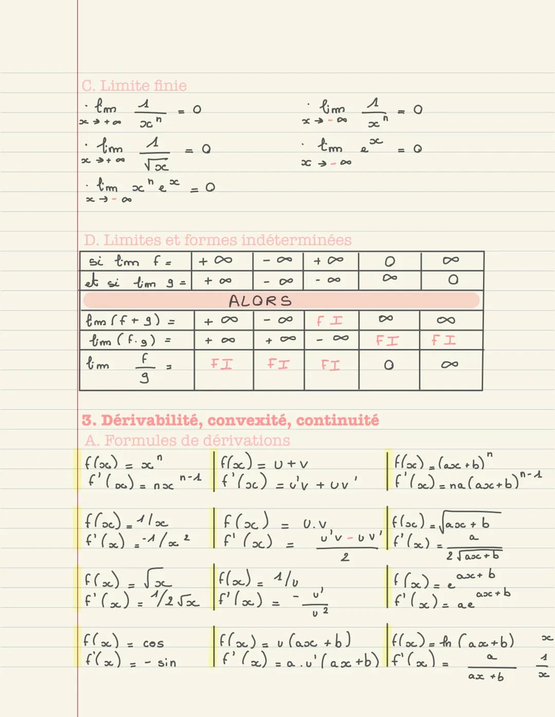 MATHEMATIQUES Révision cours terminale
Mathématiques

SOMMAIRE :

- Limites de suites
- Limites de fonctions
- Décidabilité, convexité, cont