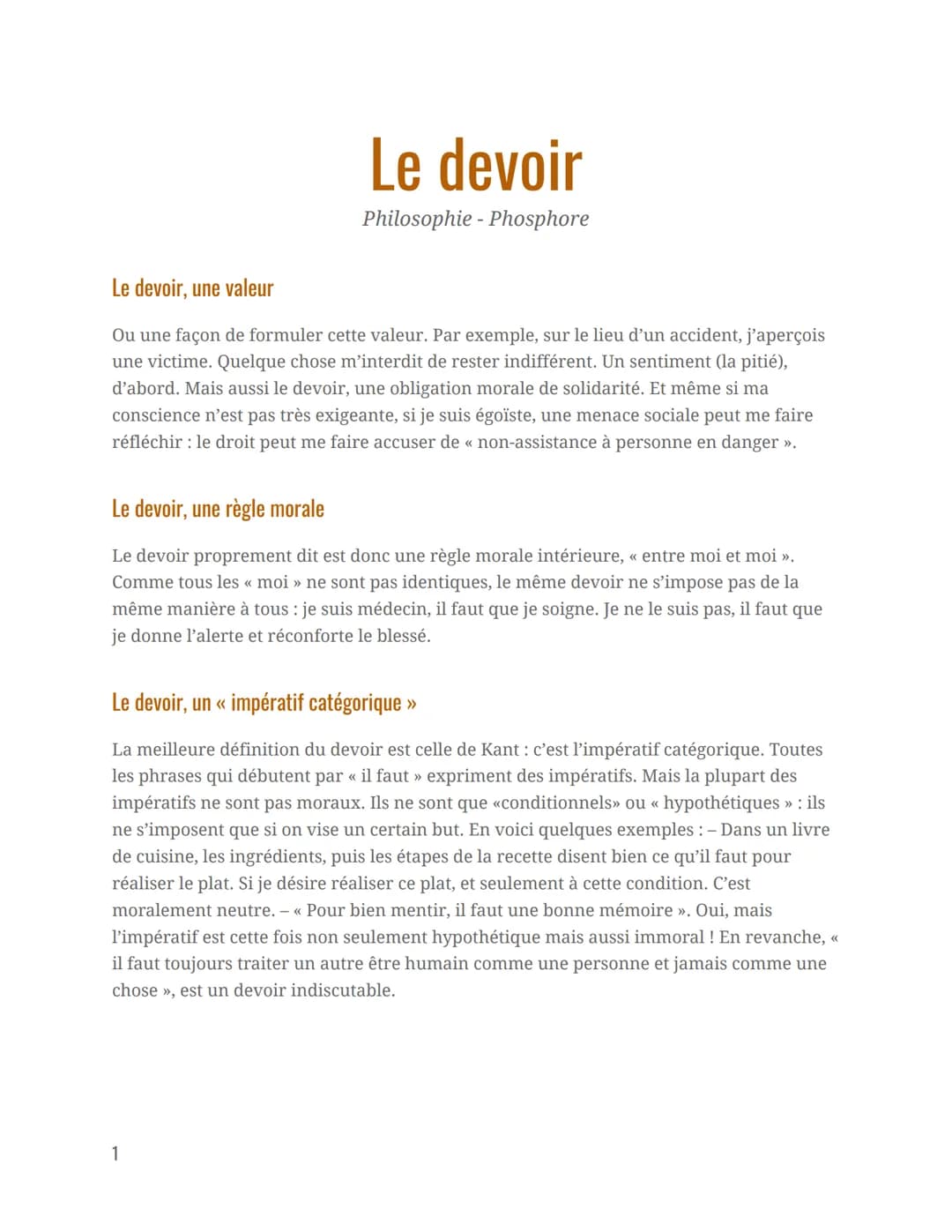 # Le devoir

Philosophie - Phosphore

Le devoir, une valeur

Ou une façon de formuler cette valeur. Par exemple, sur le lieu d'un accident, 