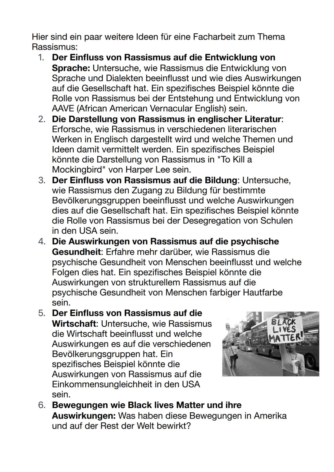 # Englisch: Facharbeit Themen

Hier sind ein paar Ideen für eine Facharbeit zum Thema Amerika:

1.  Der Einfluss der Medien auf die politisc