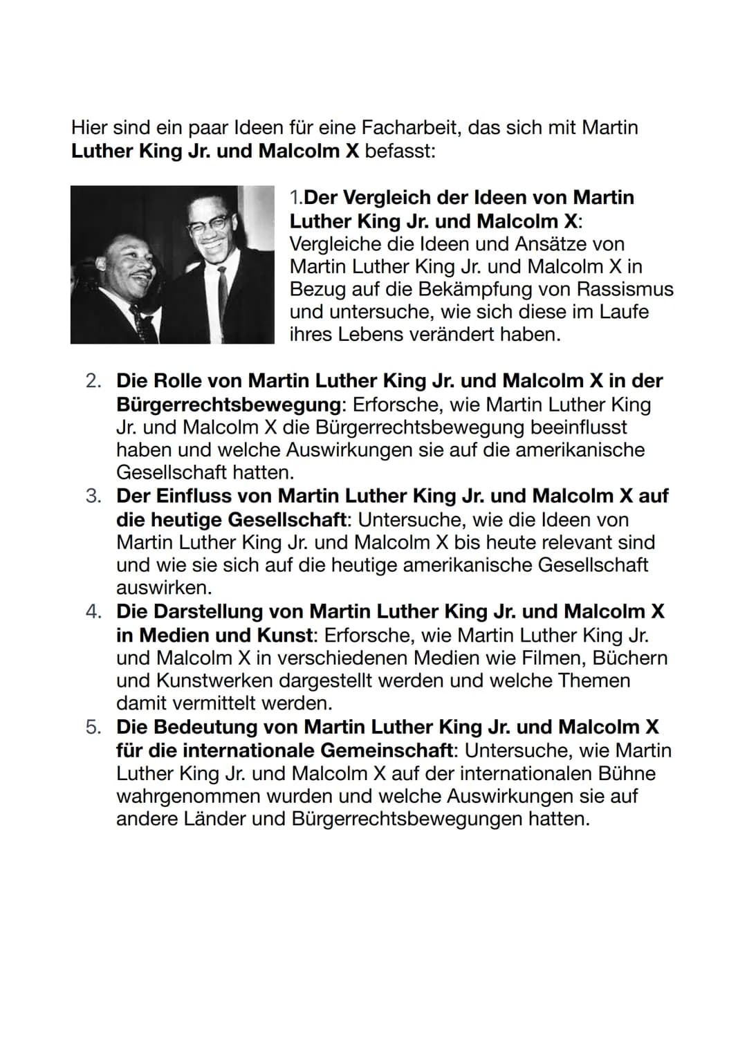 # Englisch: Facharbeit Themen

Hier sind ein paar Ideen für eine Facharbeit zum Thema Amerika:

1.  Der Einfluss der Medien auf die politisc
