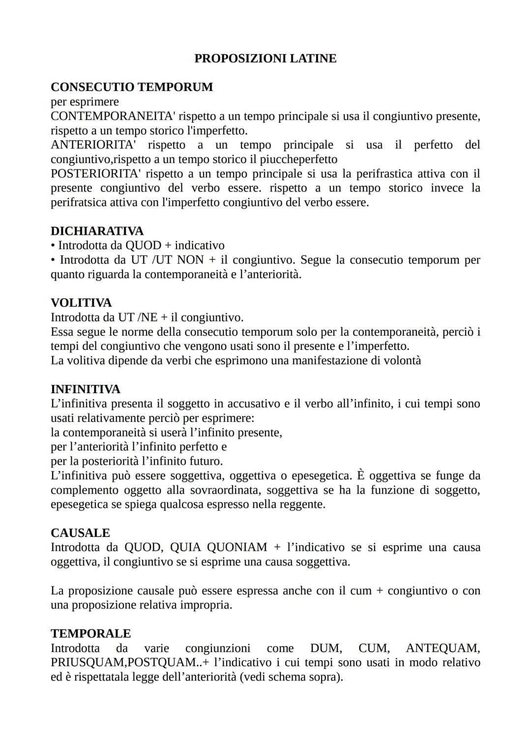 # PROPOSIZIONI LATINE

CONSECUTIO TEMPORUM
per esprimere
CONTEMPORANEITA' rispetto a un tempo principale si usa il congiuntivo presente,
ris