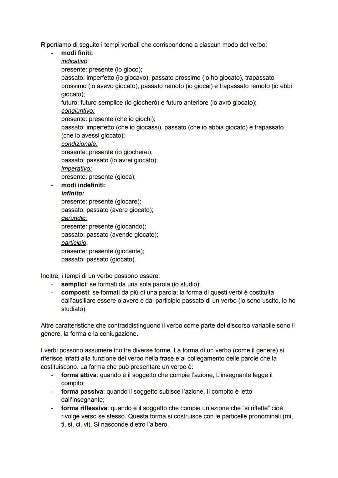 # i verbi

Il verbo è una parte variabile del discorso che indica l'azione svolta o subita dal soggetto a
cui si riferisce ed è formata da:
