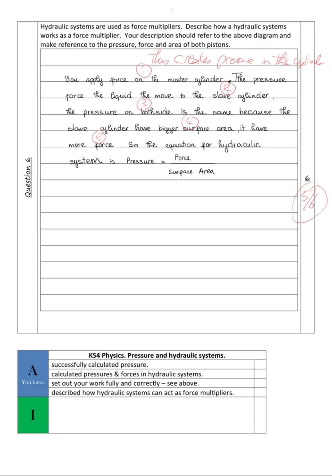 WORKED EXAMPLES

LET'S RECAP

50 N

Hydraulics - a recap!

0.01 m²

0.03 m²

slave

F
PXA

?

Calculate the size of the force exerted by the