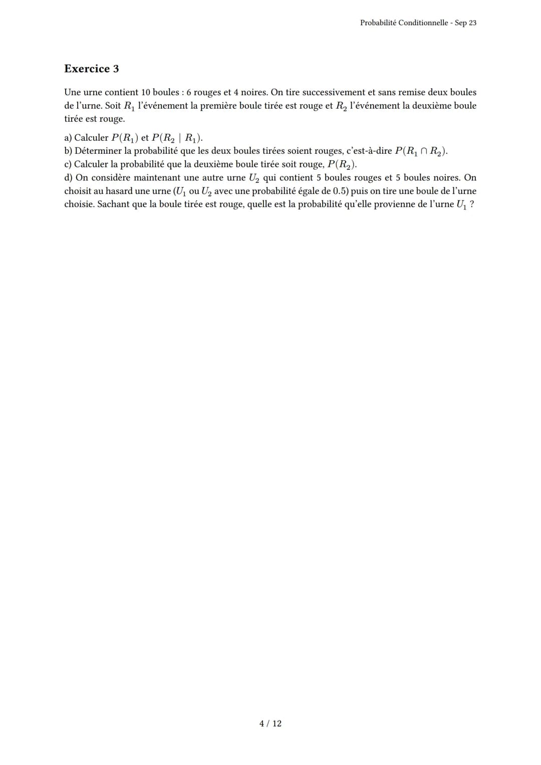 # Probabilité Conditionnelle

Généré par Knowunity.fr - Sep 23

Description: Cet examen couvre la probabilité conditionnelle, les arbres pon
