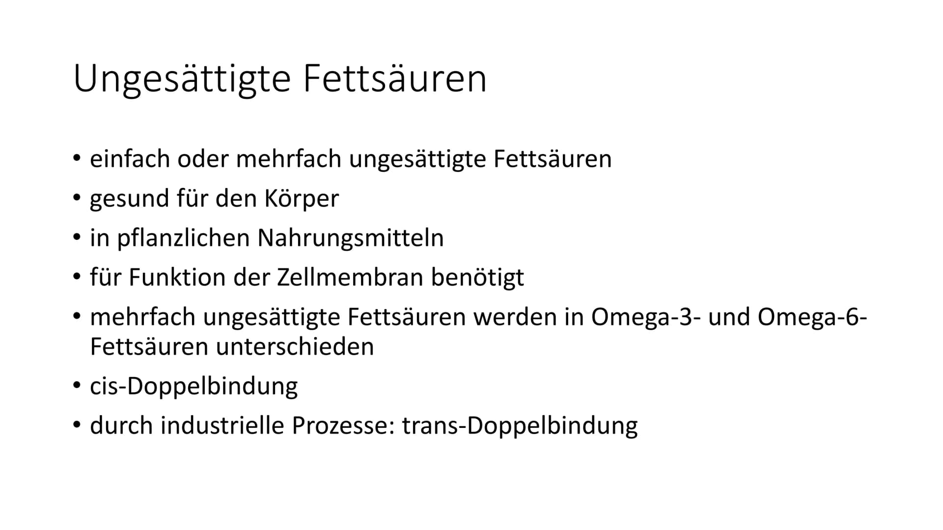 Fette # Gliederung
1. Was sind Fette?
2. Bedeutung der Fette
3. Aufbau und Eigenschaften
4. Fettsäuren
5. Margarine
6. Gewinnung
7. Verwendu