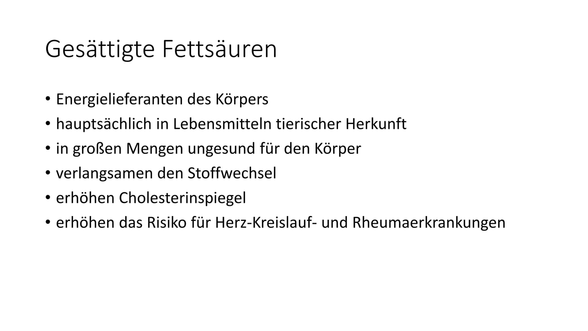 Fette # Gliederung
1. Was sind Fette?
2. Bedeutung der Fette
3. Aufbau und Eigenschaften
4. Fettsäuren
5. Margarine
6. Gewinnung
7. Verwendu
