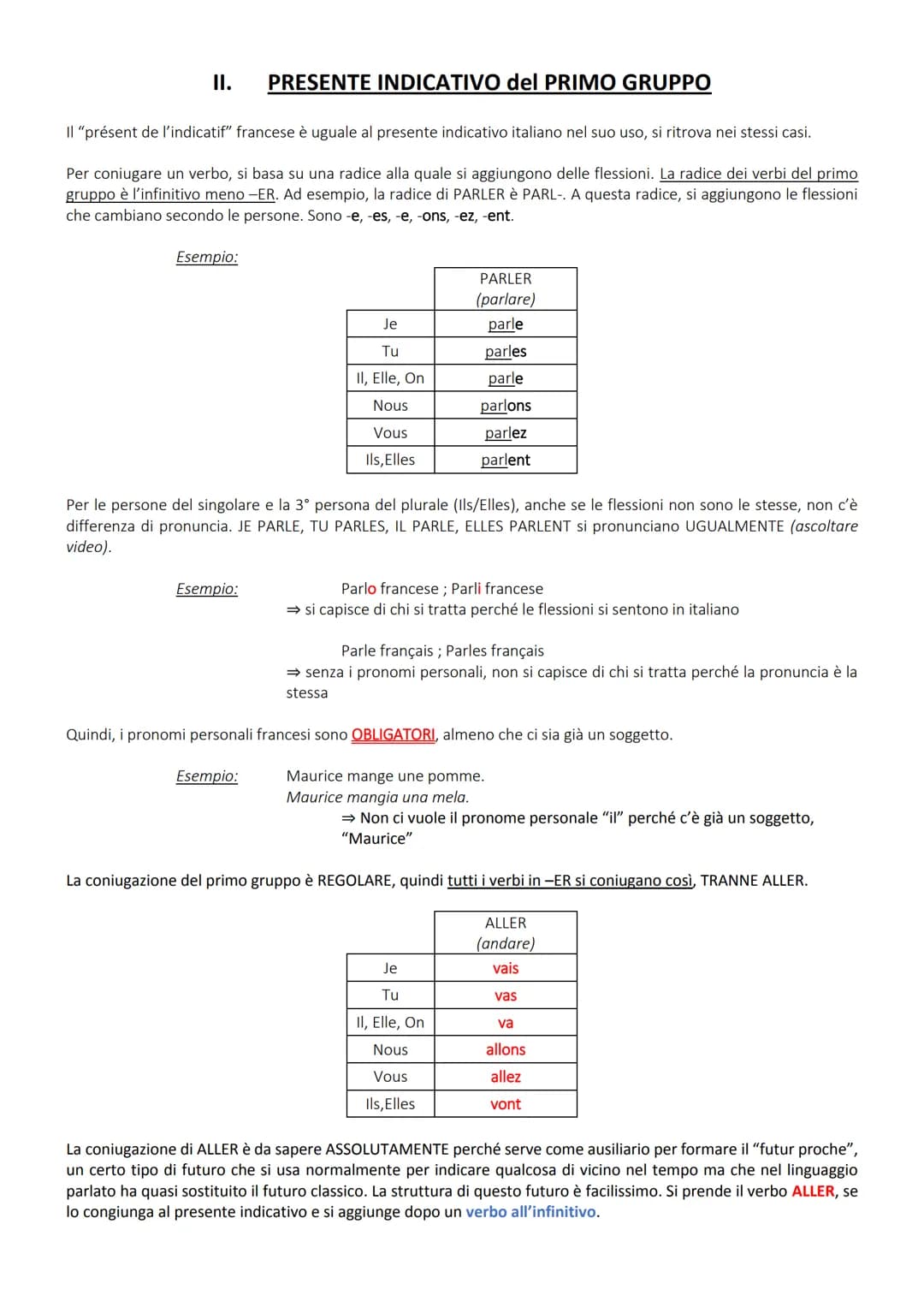 LEZIONE 3: Verbi, Presente Indicativo del 1° gruppo, ETRE e AVOIR
1. ORGANIZZAZIONE dei VERBI FRANCESI
I verbi sono ordinati secondo tre g