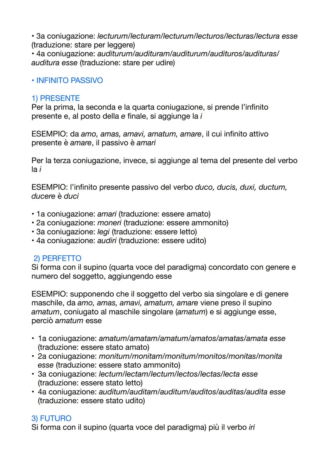 # INFINITO E INFINITIVE LATINO
In latino, l'infinito presenta tre tempi (presente, perfetto e futuro) e può essere
attivo o passivo
* IN