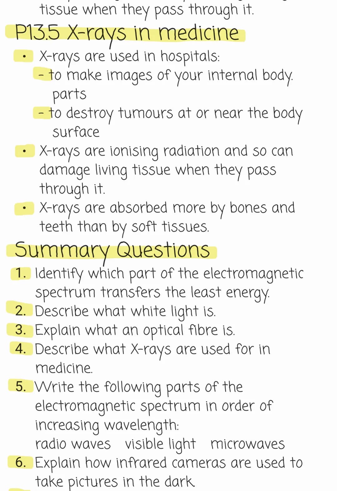 P13.1 The Electromagnetic
spectrum
- The electromagnetic spectrum (in order of
decreasing wavelength and increasing
frequency and energy) is