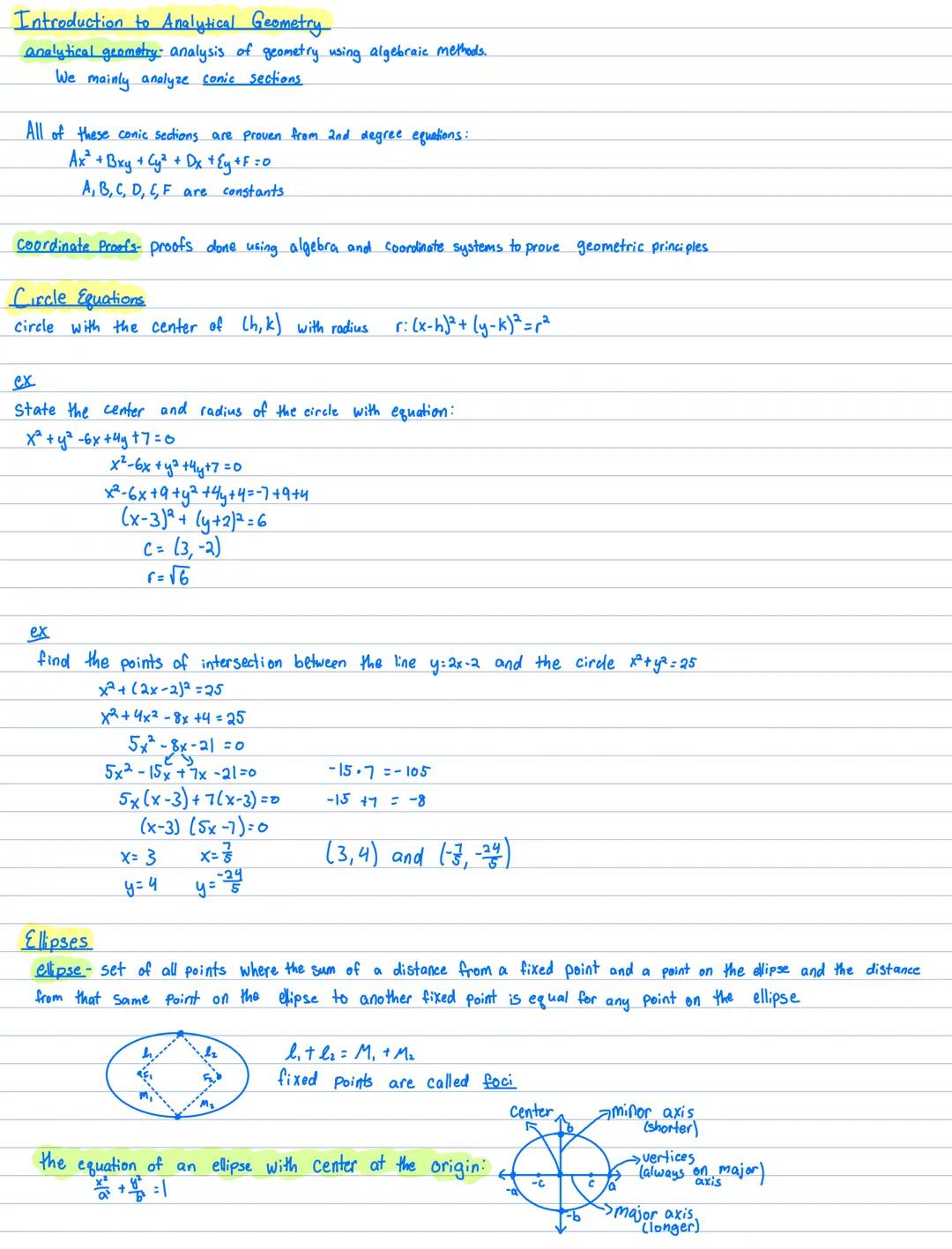 # Introduction to Analytical Geometry
analytical geometry analysis of geometry using algebraic methods.
We mainly analyze conic sections
Al
