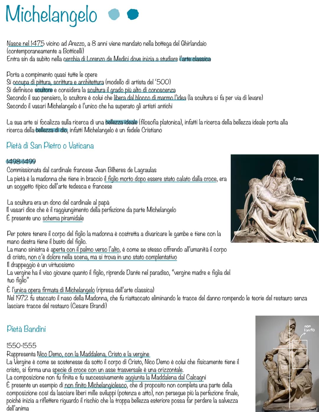 # Michelangelo
Nasce nel 1475 vicino ad Arezzo, a 8 anni viene mandato nella bottega del Ghirlandaio
(contemporaneamente a Botticelli)
Entr