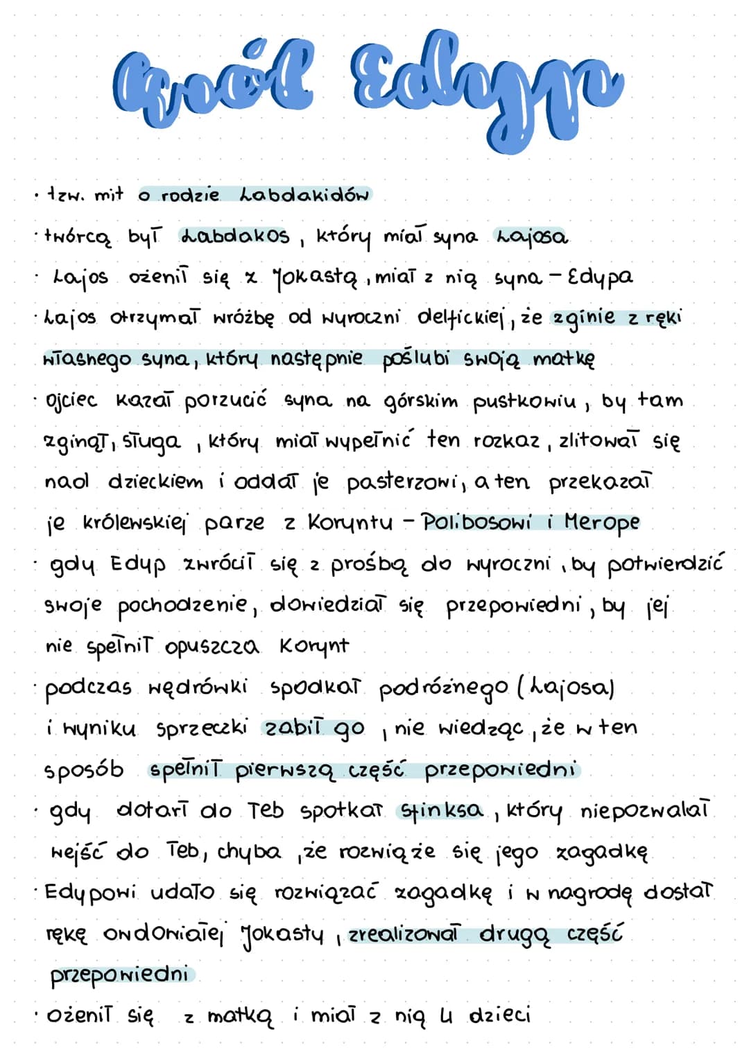 # qool Edagp
* tzw. mit o rodzie Labdakidów
* twórcą był Labdakos, który miał syna Lajosa
* Lajos ożenił się z yokastą, miał z nią sy