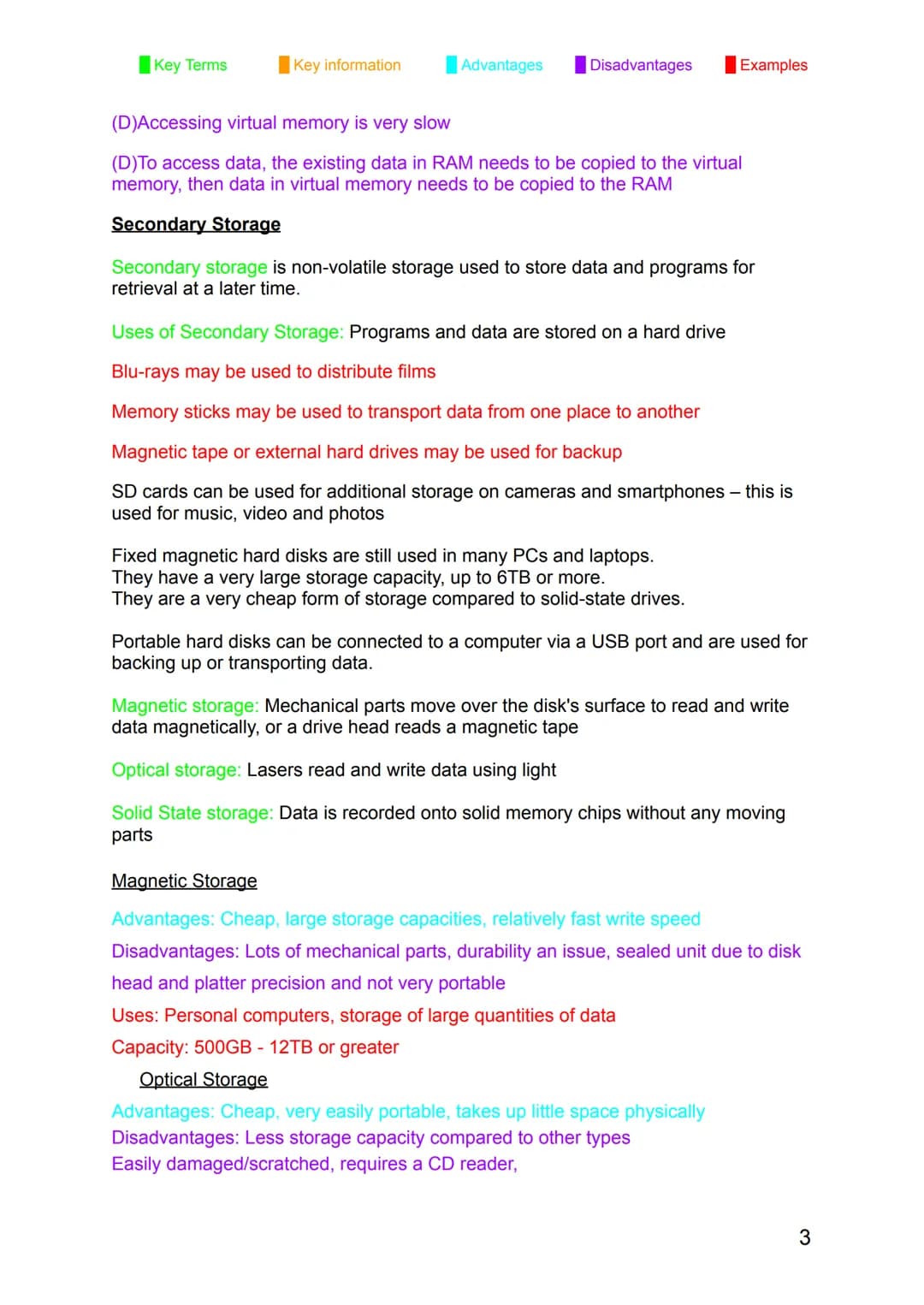 Key Terms
Key information
Advantages Disadvantages Examples
# Computer Science Notes
## Component 1
Fetch Decode Execute Cycle(FDE cycle)