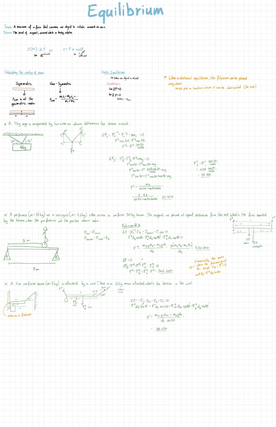 # Equilibrium
Torque. A measure of a force that causes an obed to rotate orand an o
Tulcrum The pout of support, around slich a budy rubata