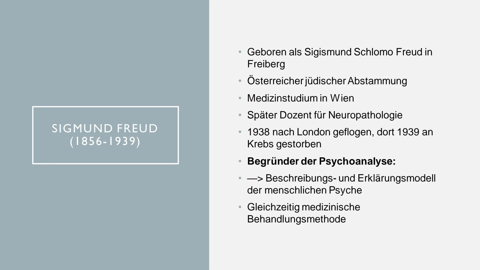 # SIGMUND FREUD
„Freuds psychosexueller Entwicklungsansatz“ # INHALTSVERZEICHNIS
* Sigmund Freud (1856-1939)
* Grundannahmen der Psych