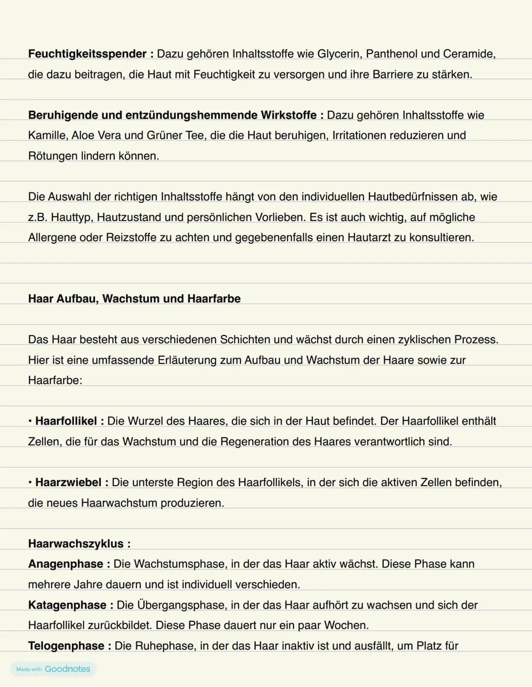 # Kosmetik # Kosmetik Zusammenfassungen
Verschiedene Hauttypen
1. Normale Haut :
* Ausgeglichener Freuchtigkeits- und Talggehalt
* Wenig Un