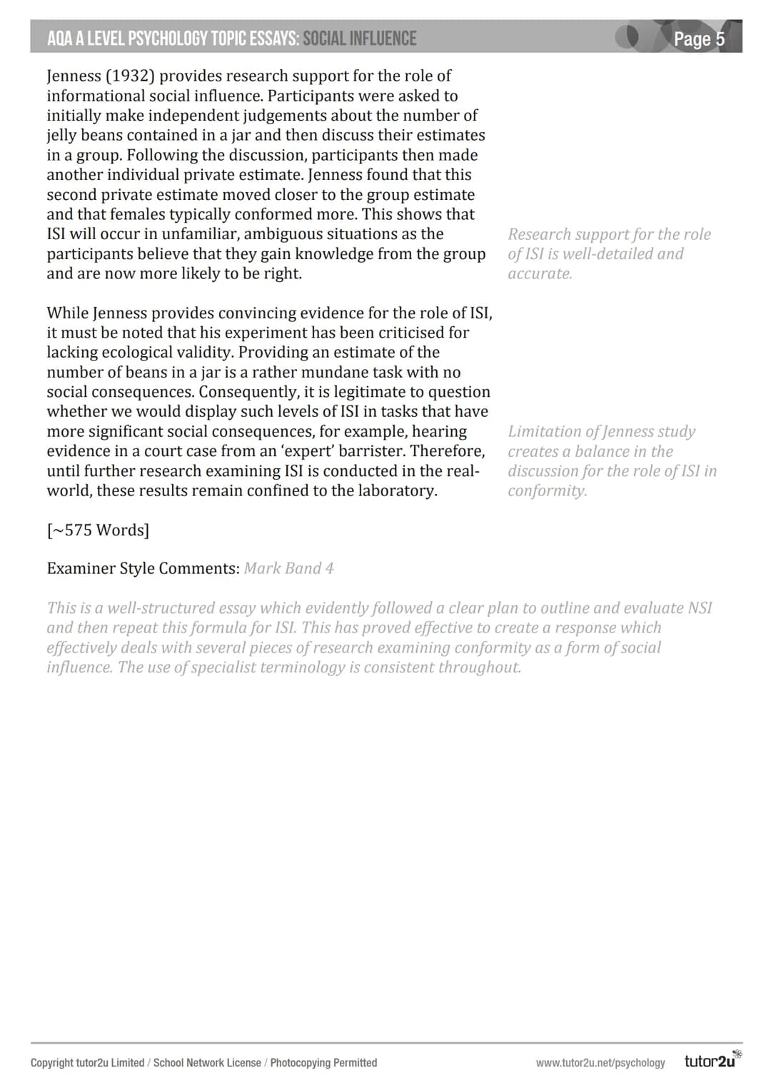 # AQA A LEVEL
# PSYCHOLOGY
# TOPIC ESSAYS
Social Influence
JOSEPH SPARKS & HELEN LAKIN Page 2
AQA A LEVEL PSYCHOLOGY TOPIC ESSAYS: SOCIAL