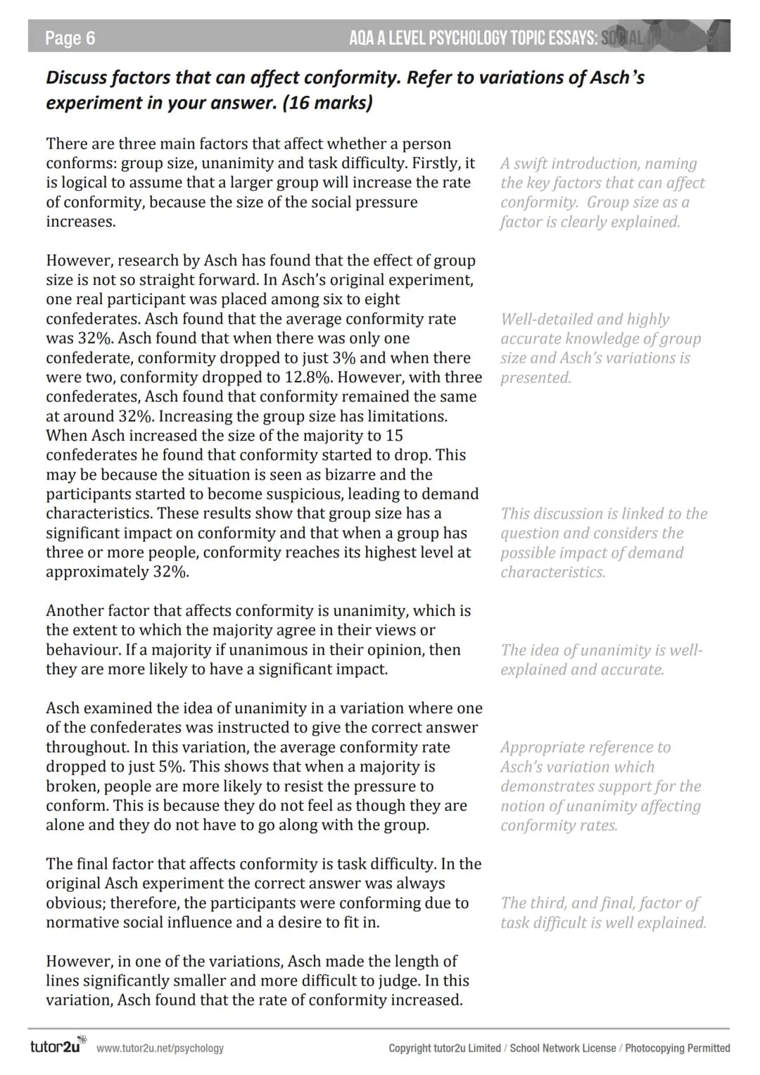 # AQA A LEVEL
# PSYCHOLOGY
# TOPIC ESSAYS
Social Influence
JOSEPH SPARKS & HELEN LAKIN Page 2
AQA A LEVEL PSYCHOLOGY TOPIC ESSAYS: SOCIAL
