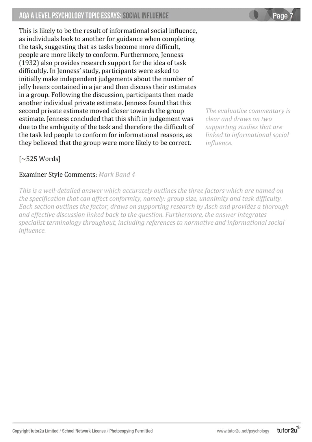 # AQA A LEVEL
# PSYCHOLOGY
# TOPIC ESSAYS
Social Influence
JOSEPH SPARKS & HELEN LAKIN Page 2
AQA A LEVEL PSYCHOLOGY TOPIC ESSAYS: SOCIAL