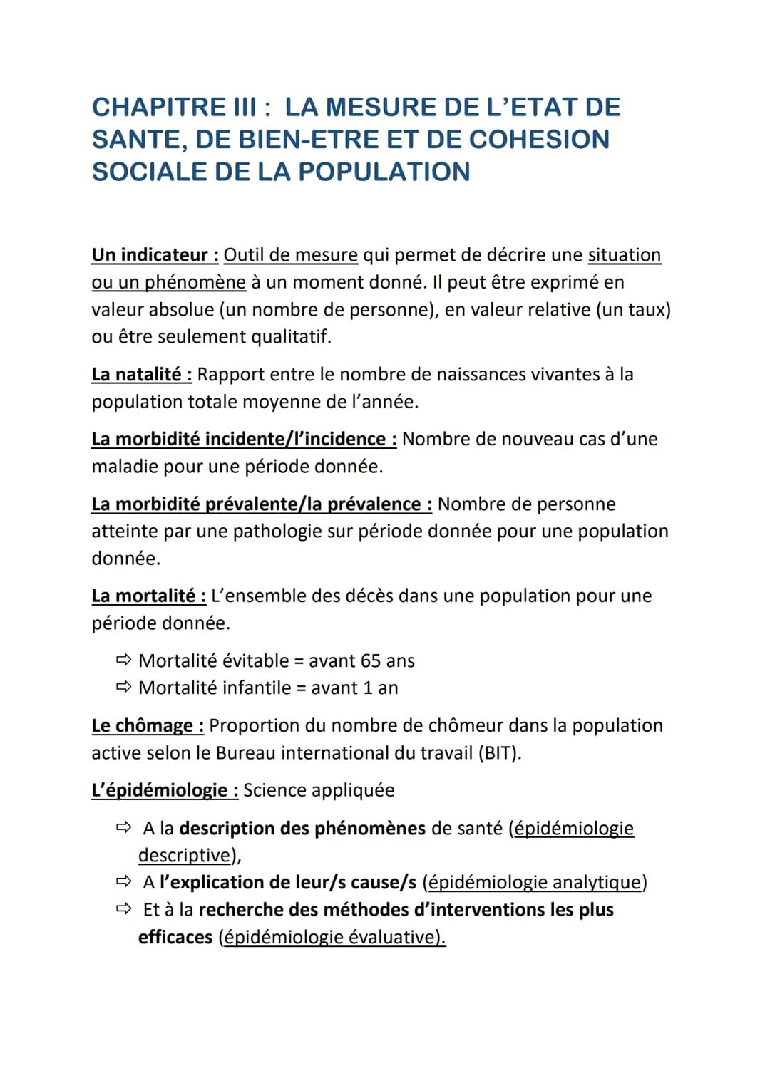 # REPERTOIRE DEFINITIONS STSS
MODULE 1 SANTE, BIEN-ETRE ET COHESION
SOCIALE
CHAPITRE I: DE LA SANTE DES INDIVIDUS A
LA SANTE DE LA POPULAT