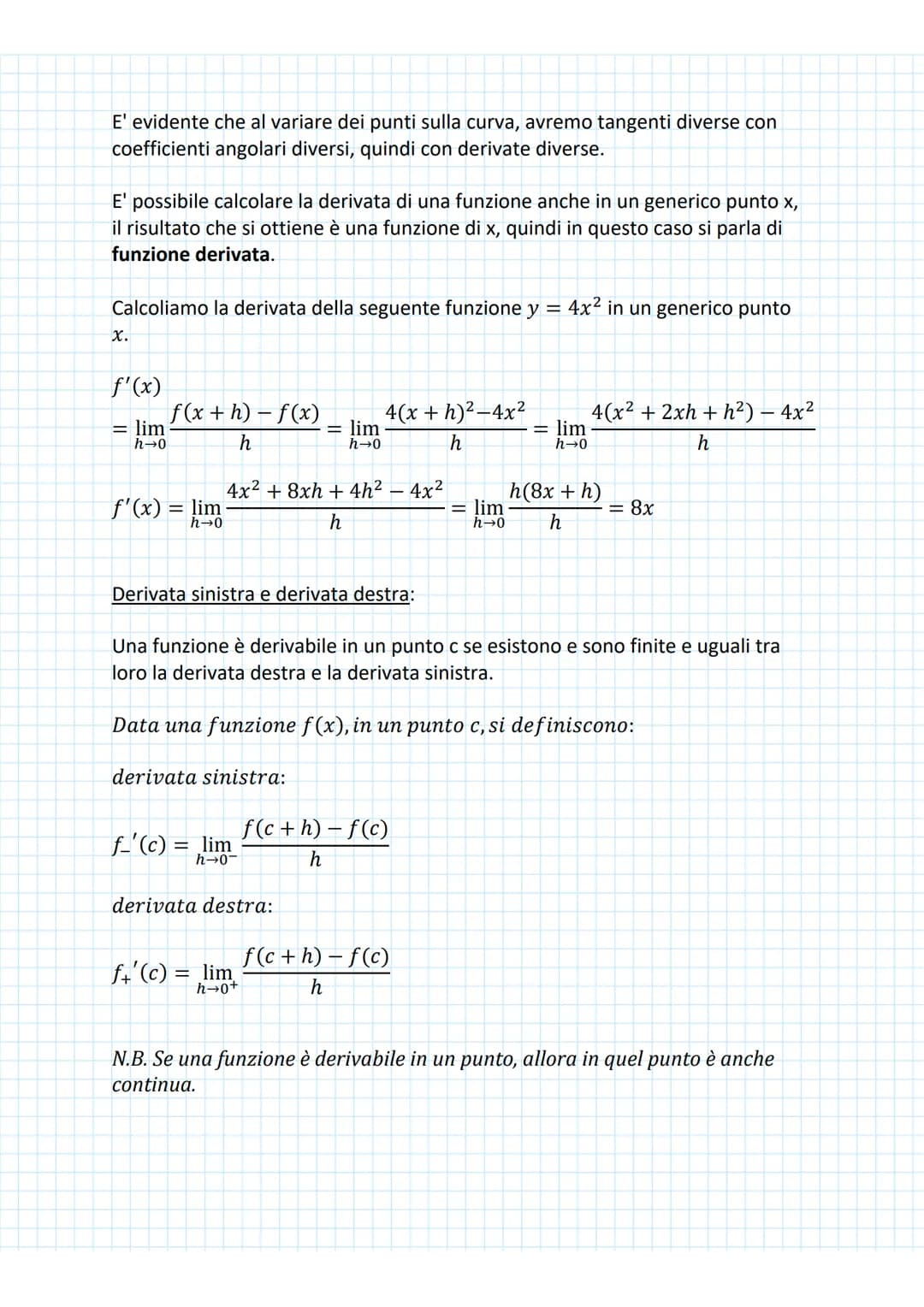 # STUDIO DI FUNZIONE: PUNTI STAZIONARI
mercoledi 9 novembre 2022 09:20
DERIVATE
Data una funzione y = f(x), si definisce derivata della fun
