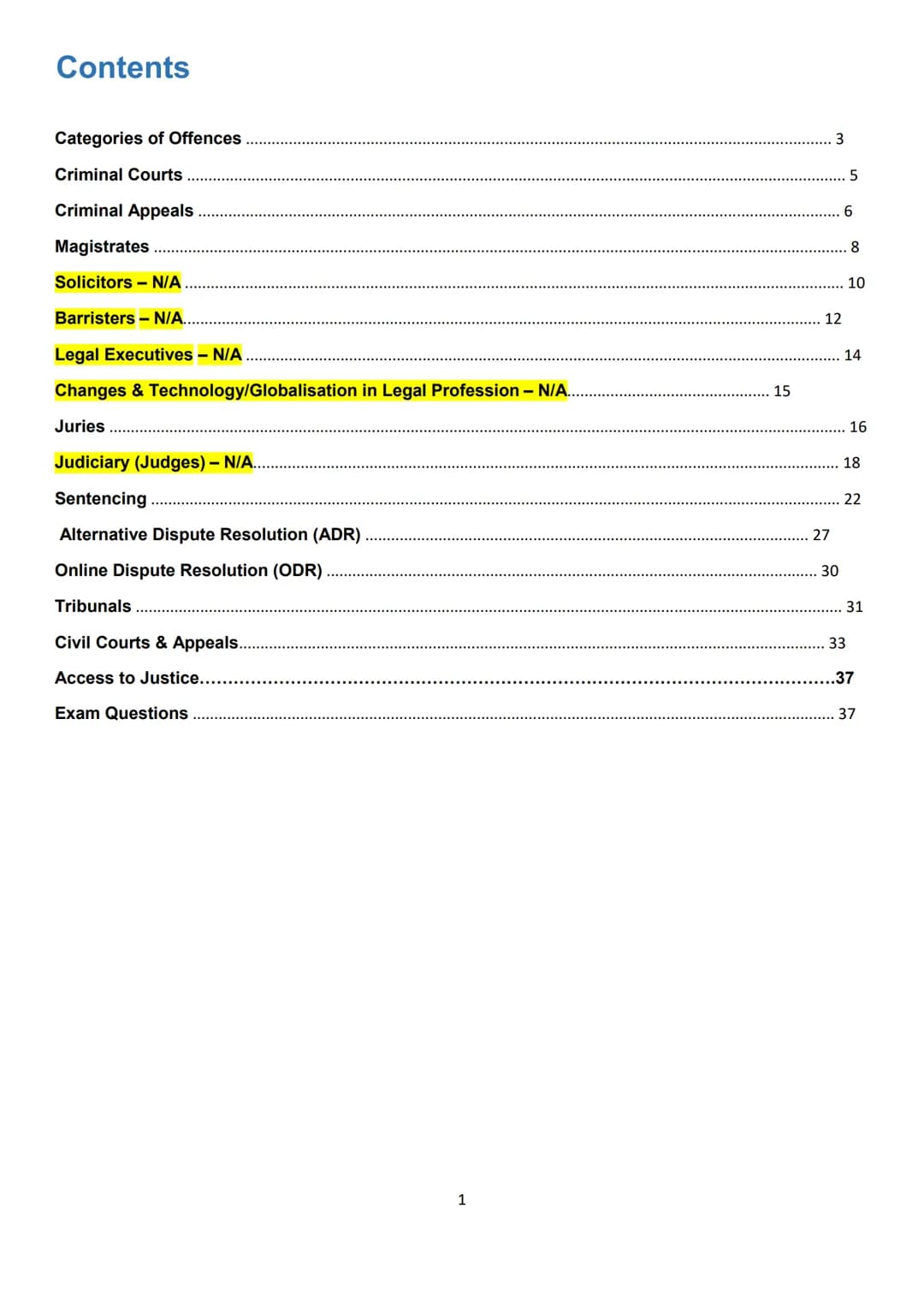 Contents
Categories of Offences ...........................................................................................................