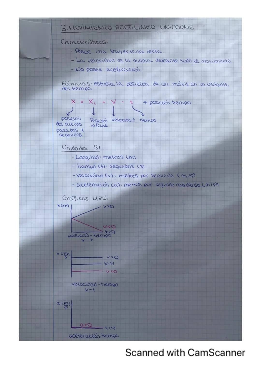 # 3. MOVIMIENTO RECTILINEO UNIFORME
Características:
-Posee una trayectoria recta.
- La velocidad es la misma derante todo el movimiento
-