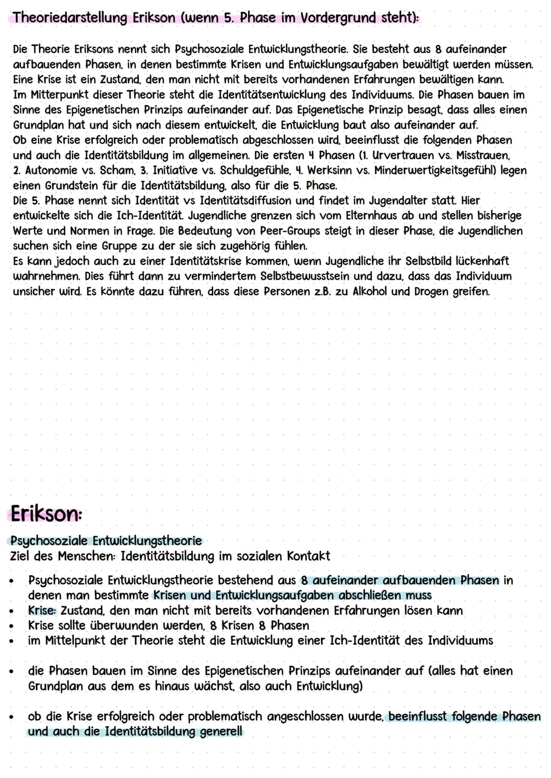 ERIKSON
Gelingende und gefährdete Entwicklungs- und Lernprozesse
* Entwicklungstheorien Piagets, Kohlbergs und Eriksons (Grundannahmen d