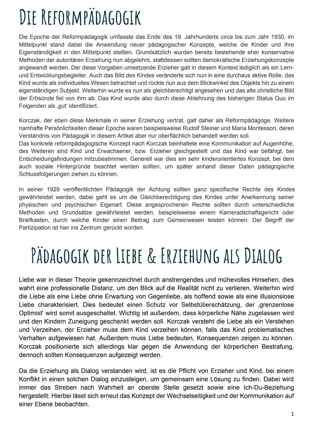 # Janusz Korczak (Reformpädagogisches Konzept)
Geboren 1878 als Henryk Goldszmit und 1942 im konzentrationslager mit seinen 200 Jüdischen W