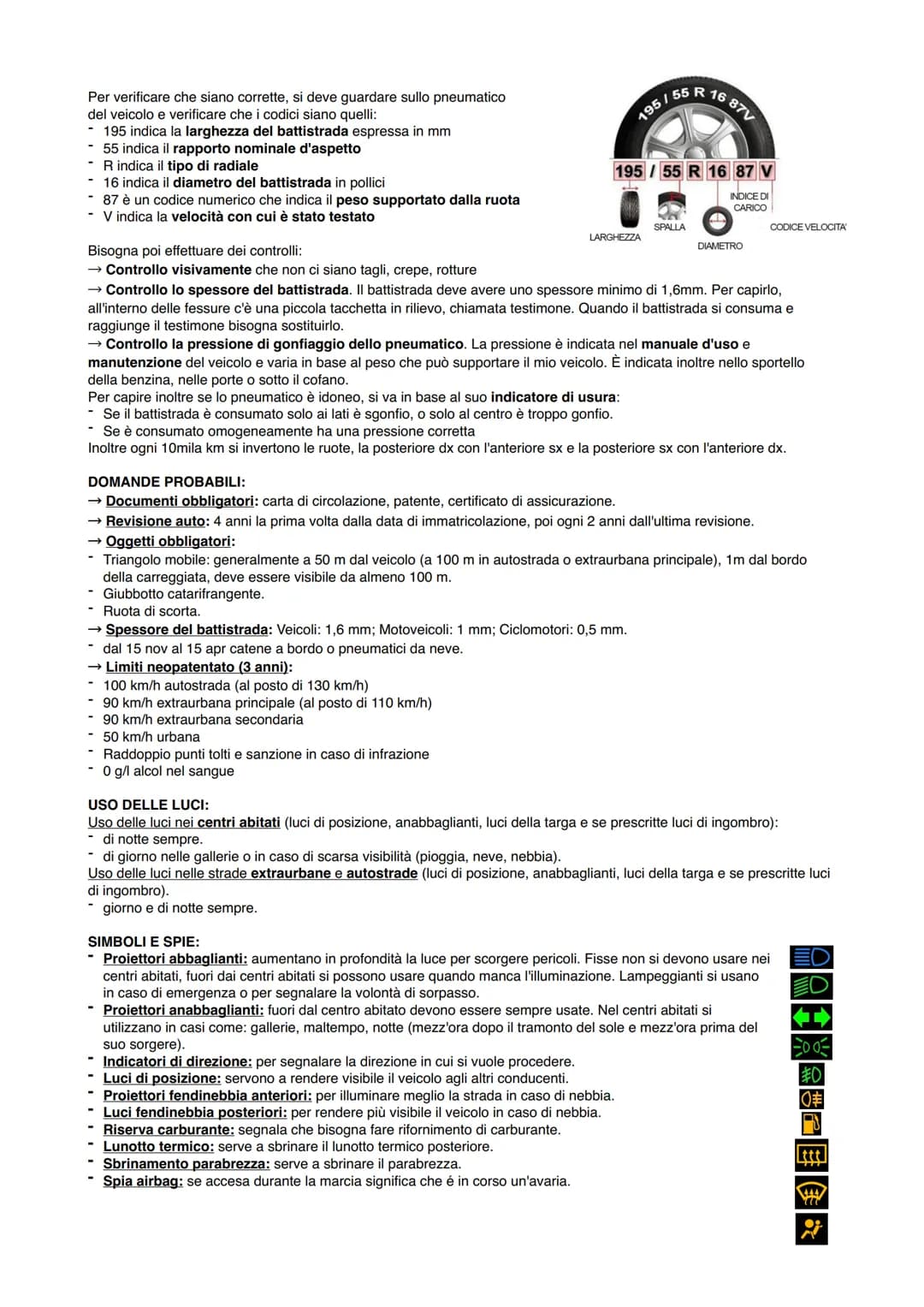 # Esame di guida
QUANDO SI ENTRA NEL VEICOLO:
1) Inserire la chiave ma senza girarla.
2) Regolare il sedile:
- Altezza: maniglia al lato de
